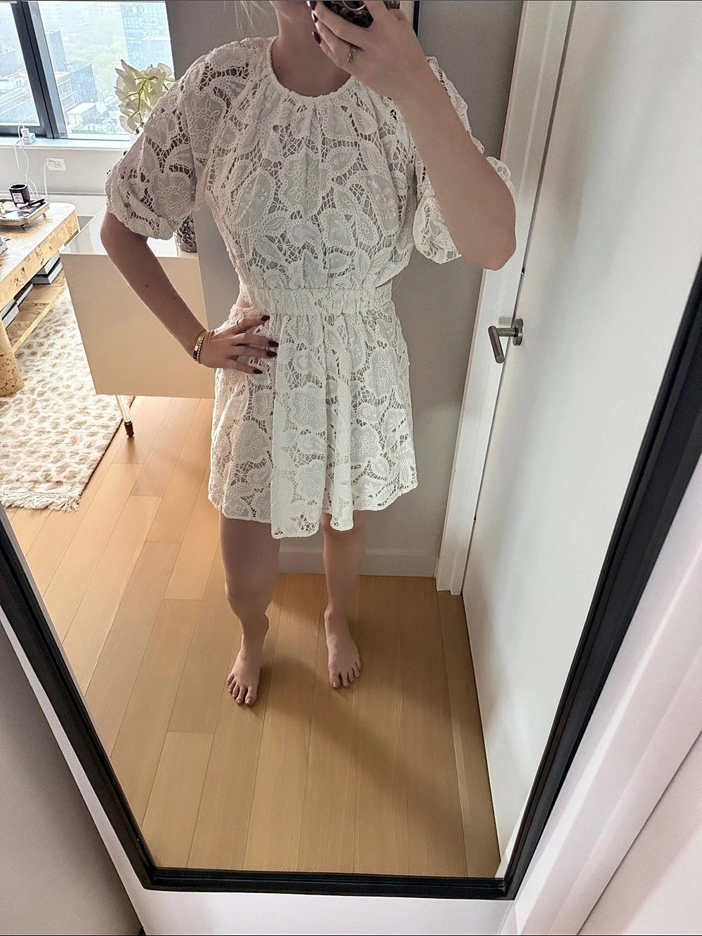 Maje Floral Lace Mini Dress in White Size Small Like New